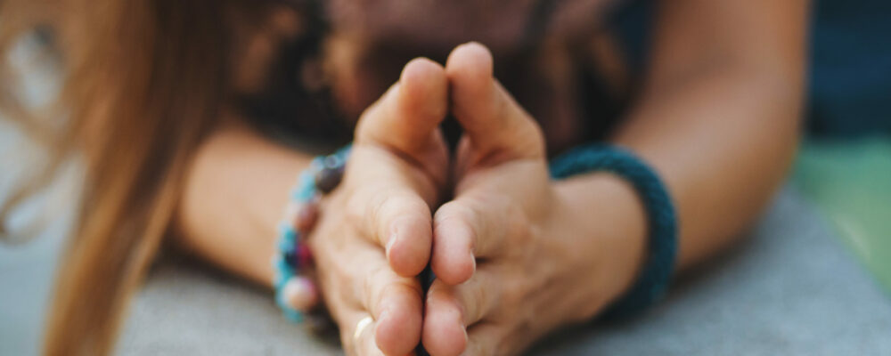 Woman,Hands,Together,Symbolizing,Prayer,And,Gratitude.,Mudra.,Yoga,Concept.